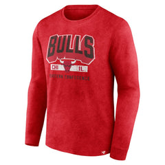 Chicago Bulls Front Court Press Snow Wash Long Sleeve T-Shirt Heather Red - NBA