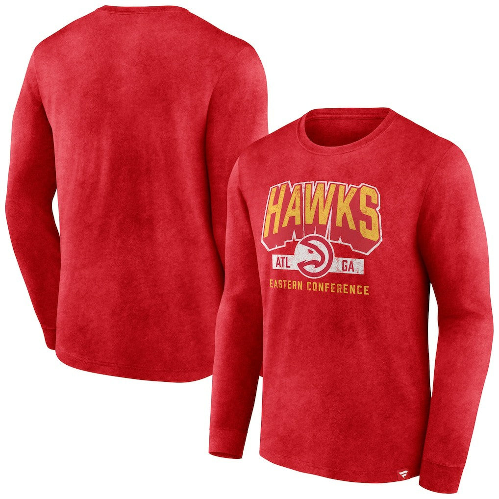 Atlanta Hawks Front Court Press Snow Wash Long Sleeve T-Shirt Heather Red - NBA