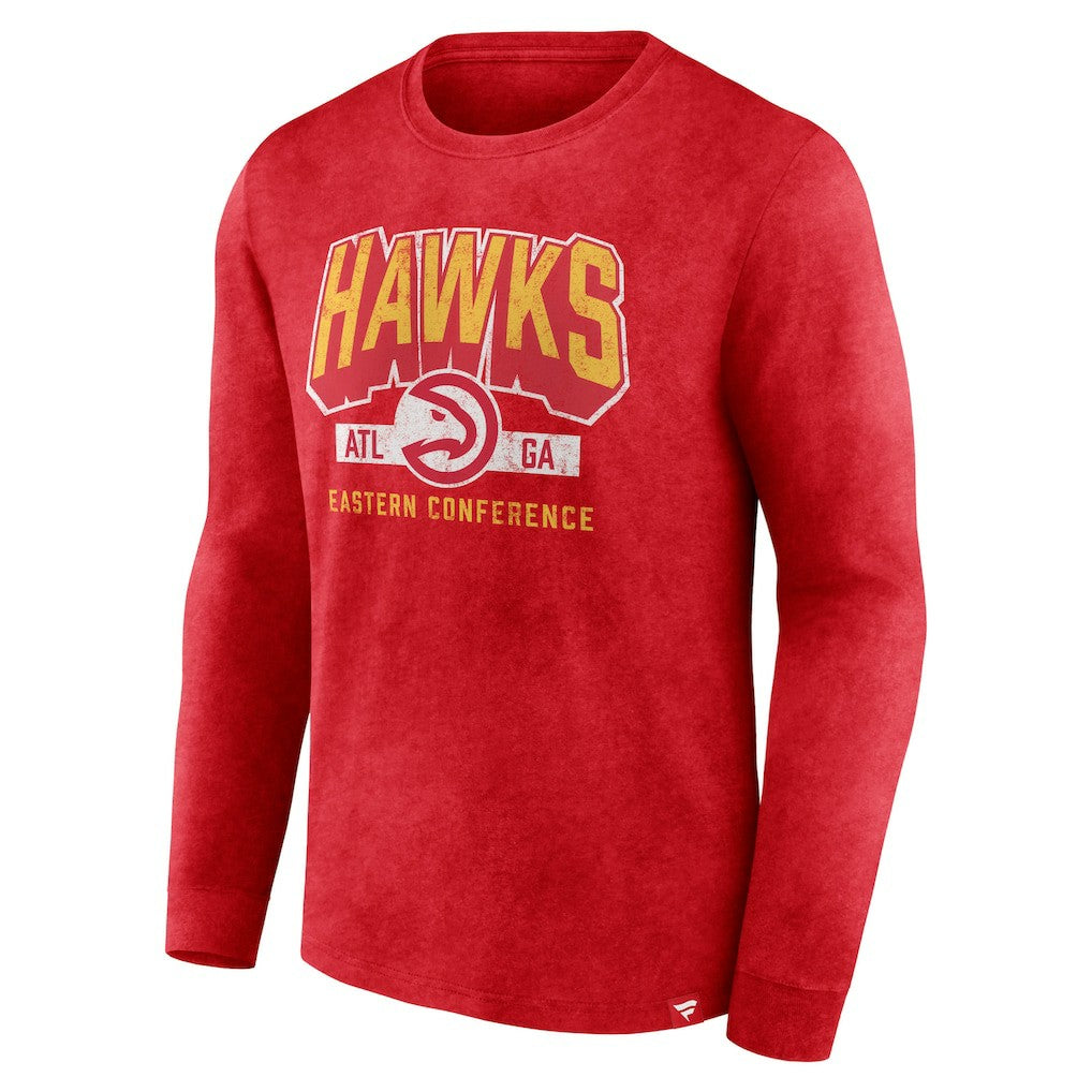 Atlanta Hawks Front Court Press Snow Wash Long Sleeve T-Shirt Heather Red - NBA