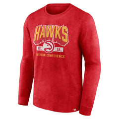Atlanta Hawks Front Court Press Snow Wash Long Sleeve T-Shirt Heather Red - NBA