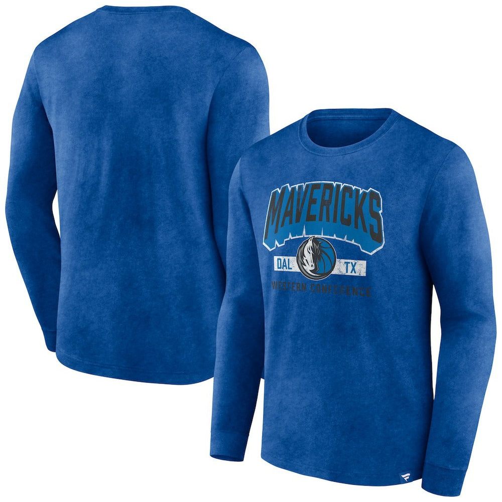 Dallas Mavericks Front Court Press Snow Wash Long Sleeve T-Shirt Heather Royal - NBA
