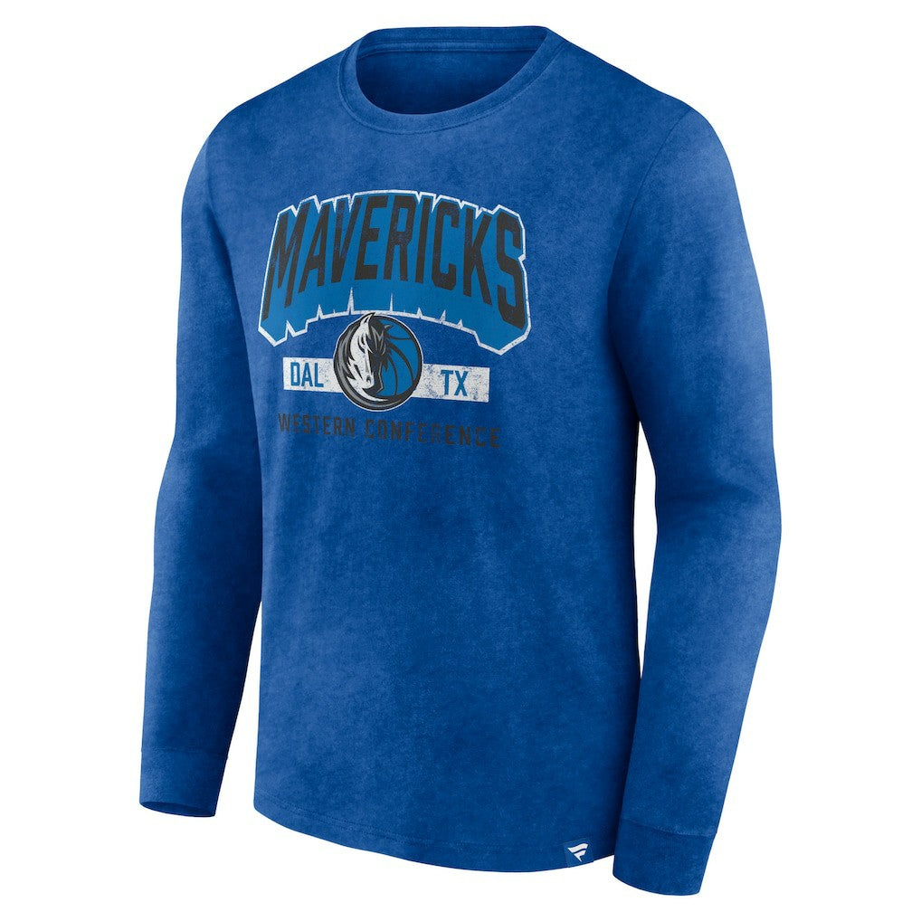 Dallas Mavericks Front Court Press Snow Wash Long Sleeve T-Shirt Heather Royal - NBA