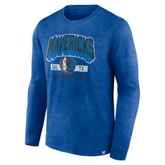 Dallas Mavericks Front Court Press Snow Wash Long Sleeve T-Shirt Heather Royal - NBA