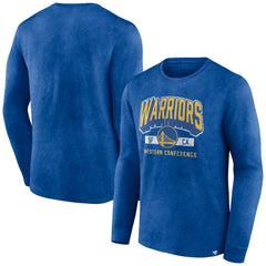 Golden State Warriors Front Court Press Snow Wash Long Sleeve T-Shirt Heather Royal - NBA