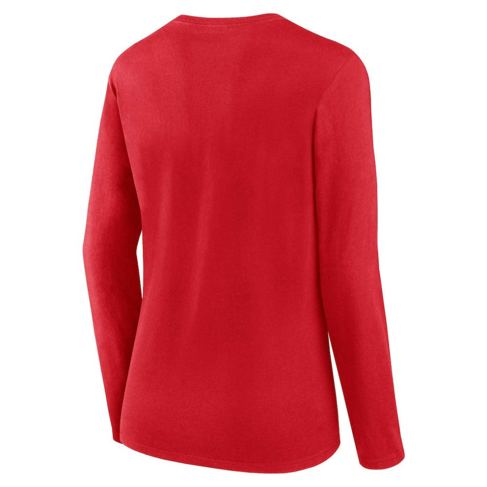 Washington Nationals Fanatics Women's Run The Bases Long Sleeve T-Shirt & Cuffed Knit Hat with Pom Combo Set - MLB