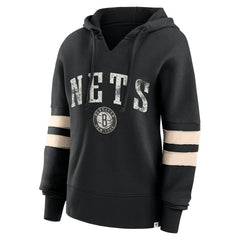 Brooklyn Nets Women's Bold Move Dolman V-Neck High Hip Hoodie Black - NBA