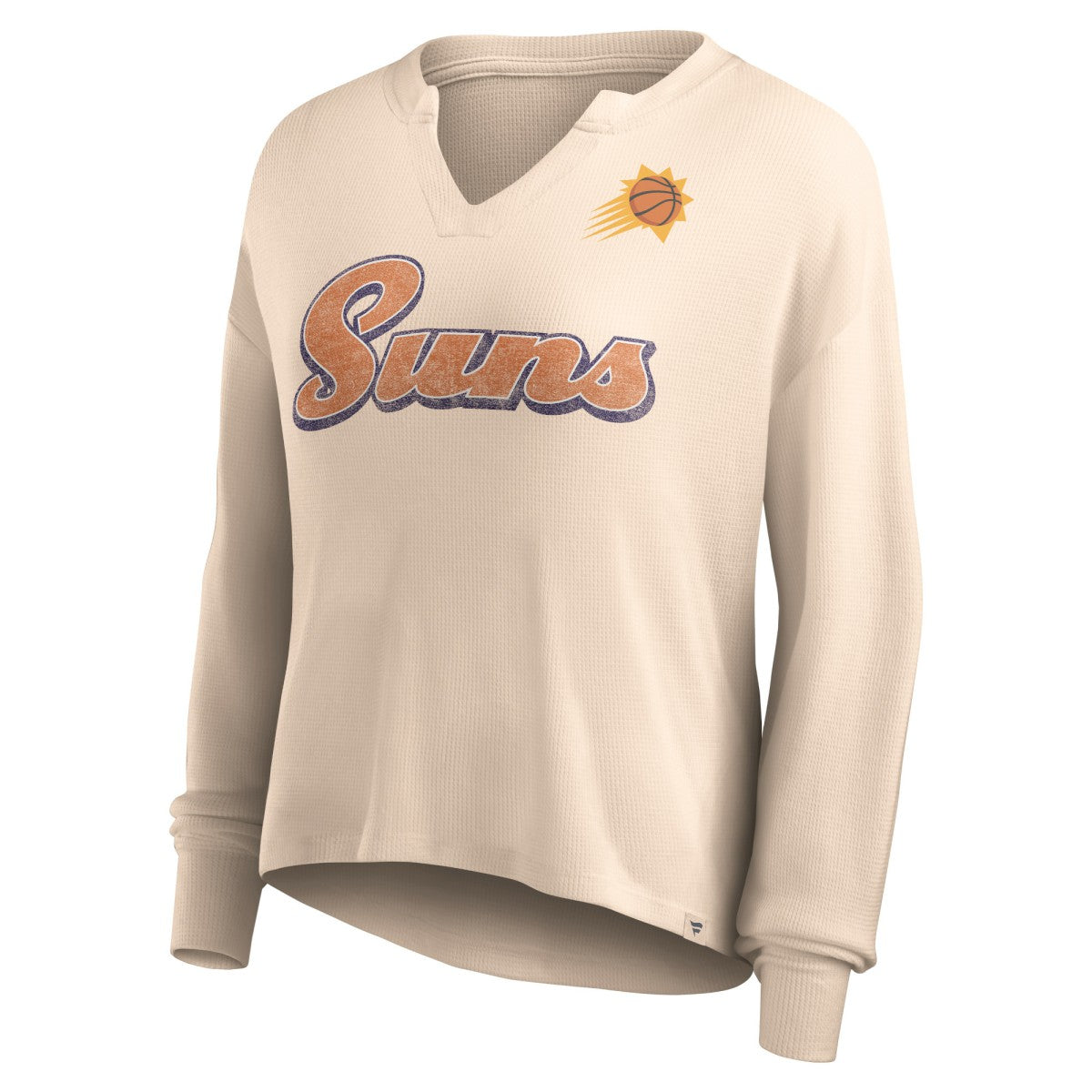 Phoenix Suns Women's Go For It Long Sleeve Notch Neck T-Shirt Tan - NBA
