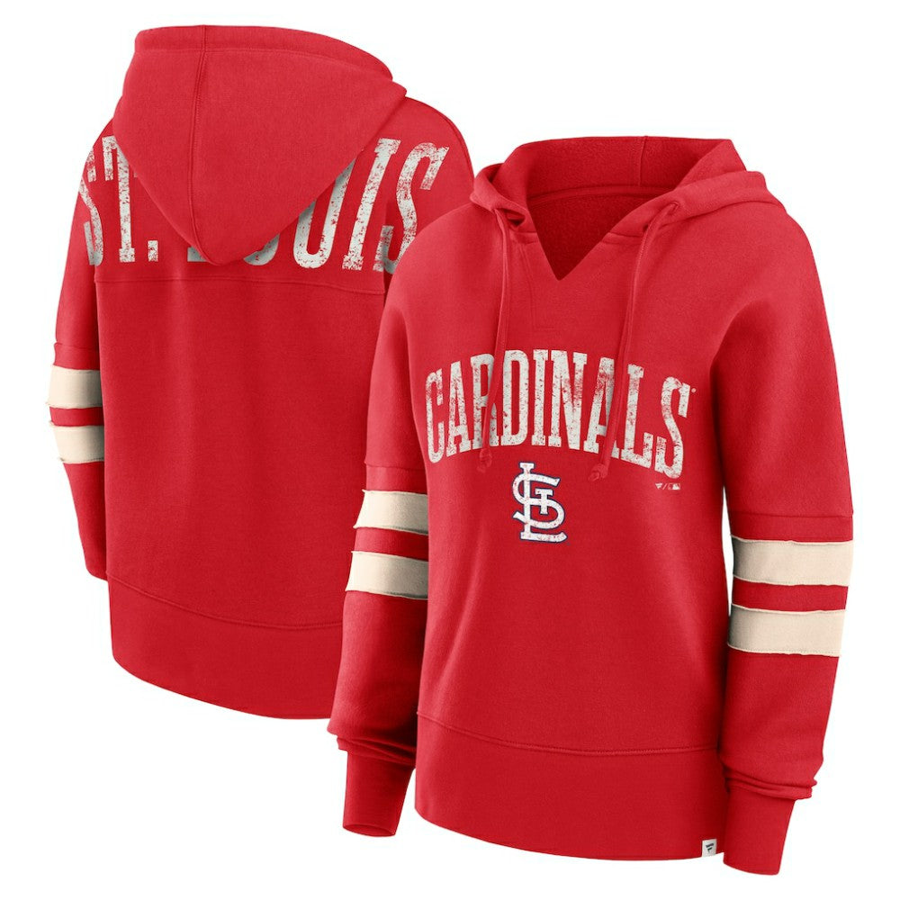 St. Louis Cardinals Fanatics Women's Bold Move Notch Neck High Hip Hoodie - MLB