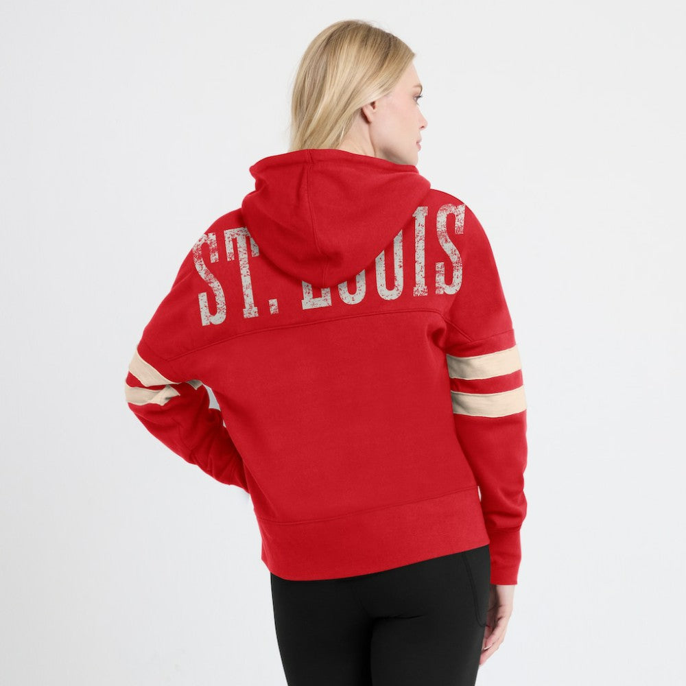 St. Louis Cardinals Fanatics Women's Bold Move Notch Neck High Hip Hoodie - MLB