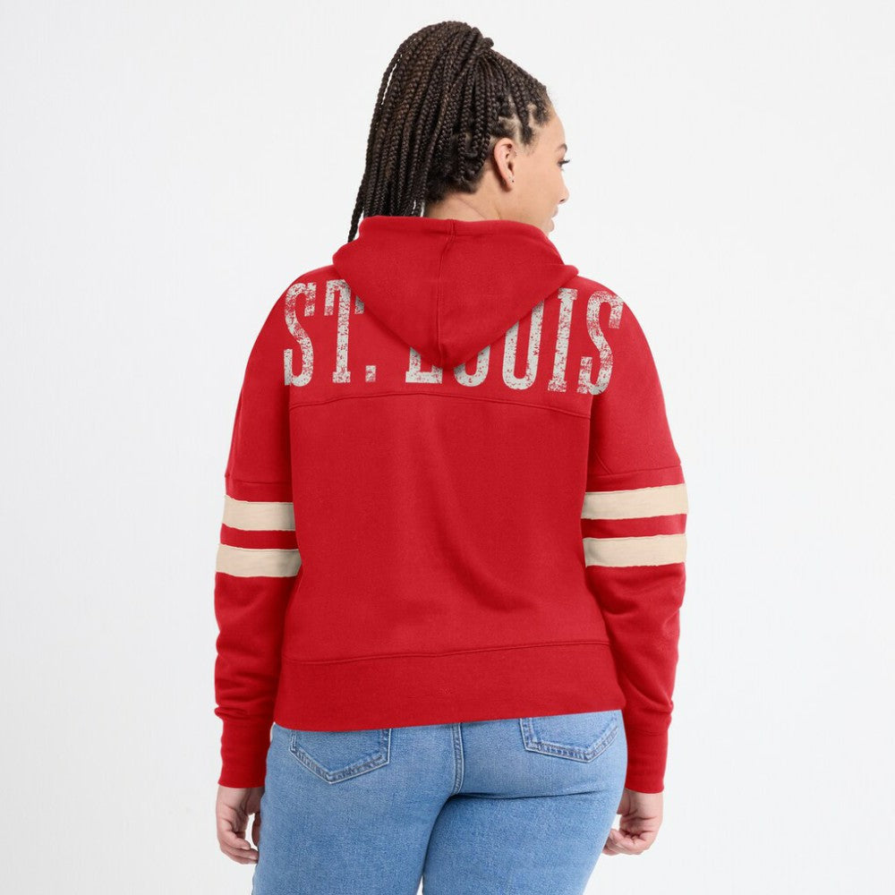 St. Louis Cardinals Fanatics Women's Bold Move Notch Neck High Hip Hoodie - MLB