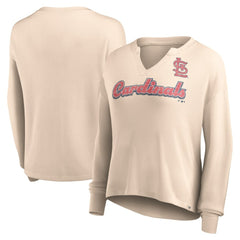 St. Louis Cardinals Fanatics Women's Go For It Waffle Knit Long Sleeve Notch Neck T-Shirt - MLB