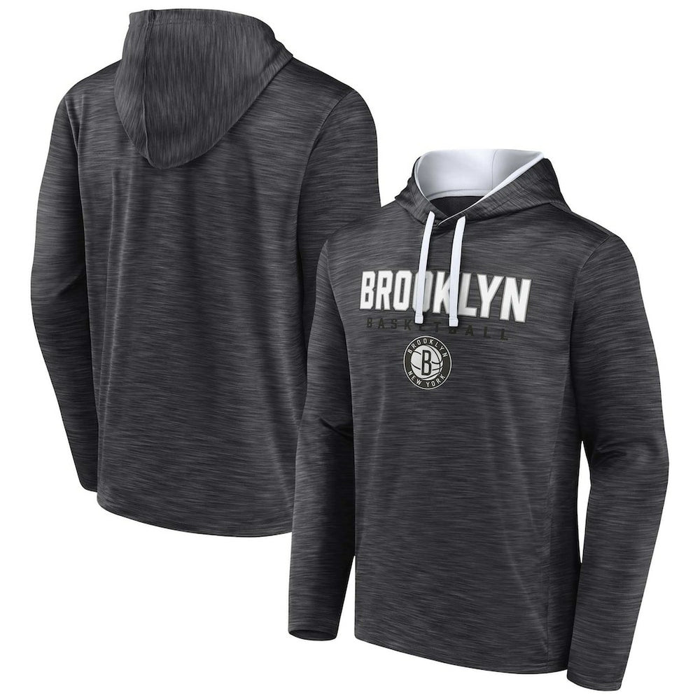 Brooklyn Nets Fast Break Pullover Hoodie Heather Charcoal - NBA