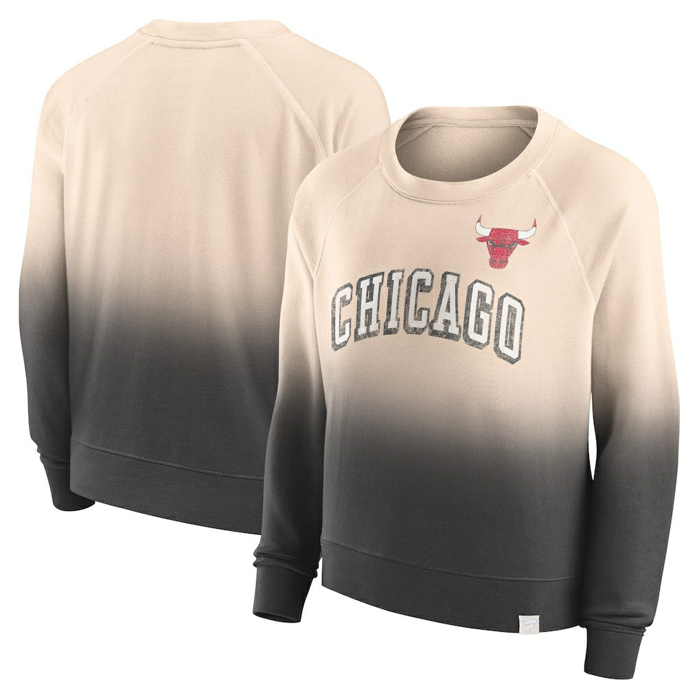 Chicago Bulls Women's Lounge Arch Raglan Pullover Sweatshirt Tan/Black - NBA
