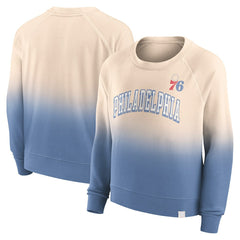 Philadelphia 76ers Women's Lounge Arch Raglan Pullover Sweatshirt Tan/Royal - NBA