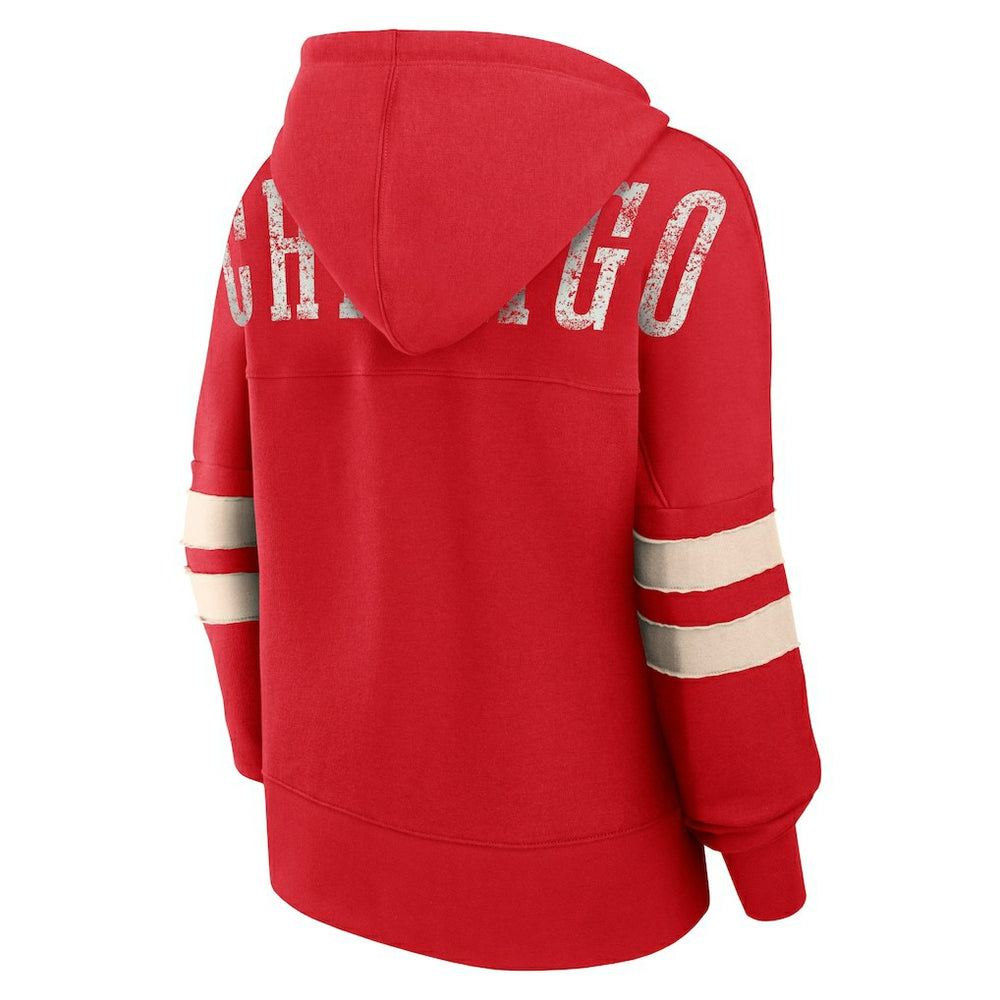 Chicago Bulls Women's Bold Move Dolman V-Neck High Hip Hoodie Red - NBA