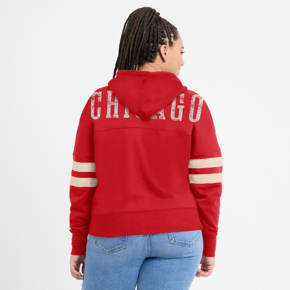 Chicago Bulls Women's Bold Move Dolman V-Neck High Hip Hoodie Red - NBA