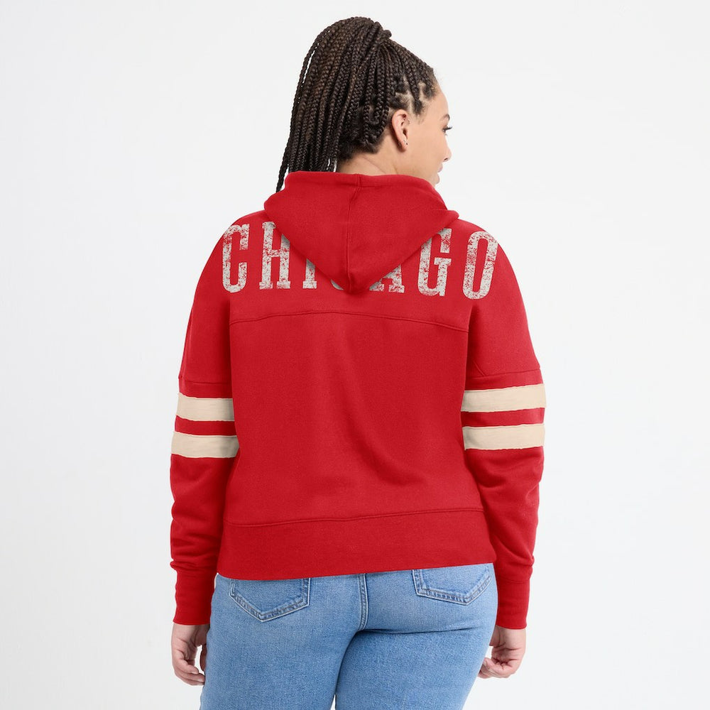Chicago Bulls Women's Bold Move Dolman V-Neck High Hip Hoodie Red - NBA