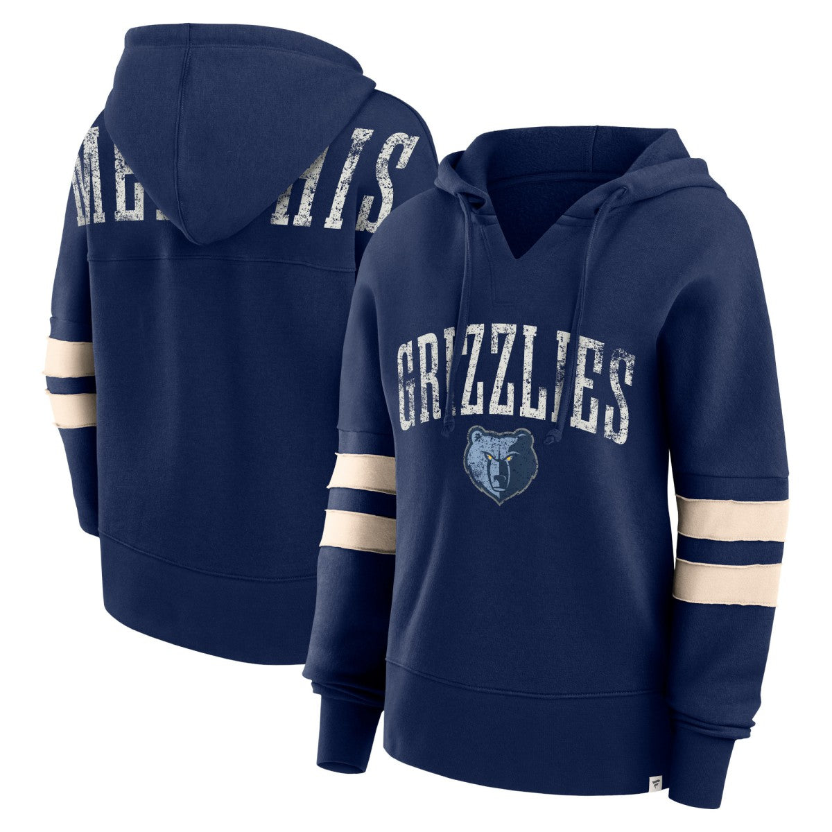 Memphis Grizzlies Women's Bold Move Dolman V-Neck High Hip Hoodie Navy - NBA
