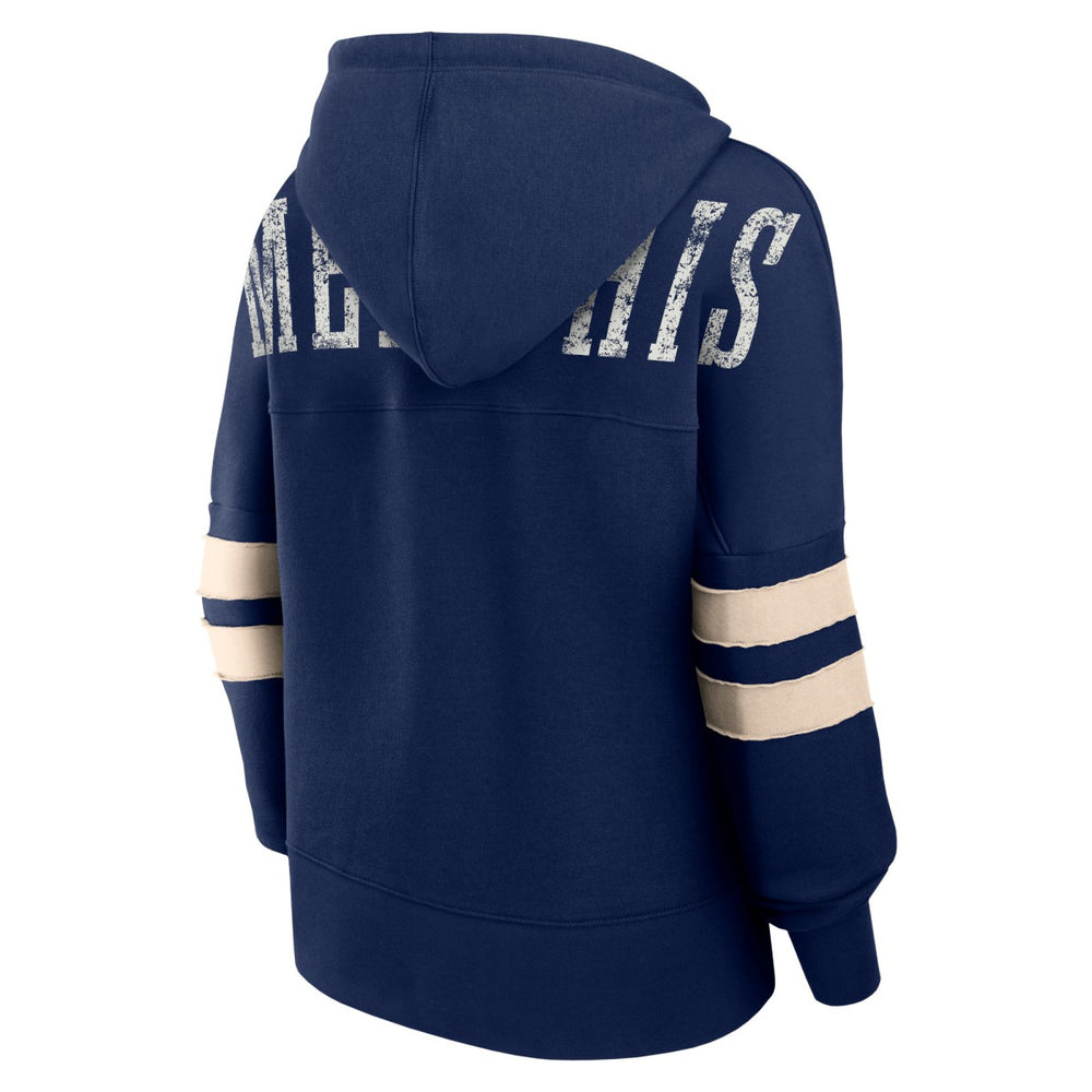 Memphis Grizzlies Women's Bold Move Dolman V-Neck High Hip Hoodie Navy - NBA