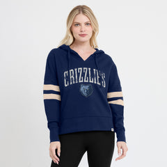 Memphis Grizzlies Women's Bold Move Dolman V-Neck High Hip Hoodie Navy - NBA