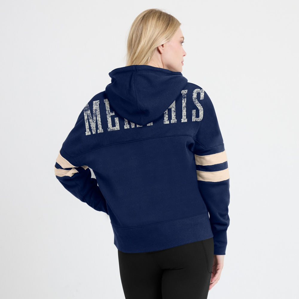 Memphis Grizzlies Women's Bold Move Dolman V-Neck High Hip Hoodie Navy - NBA