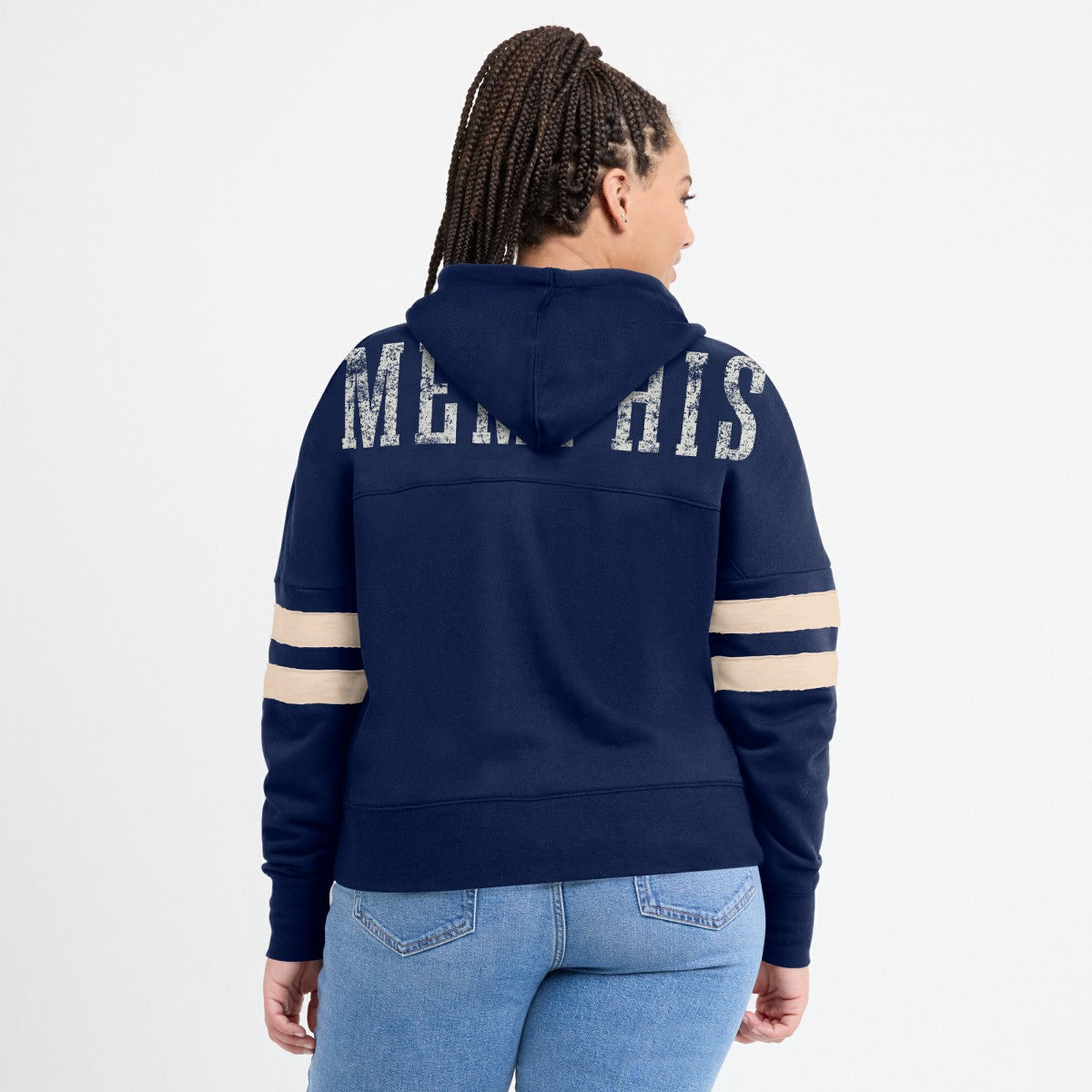 Memphis Grizzlies Women's Bold Move Dolman V-Neck High Hip Hoodie Navy - NBA
