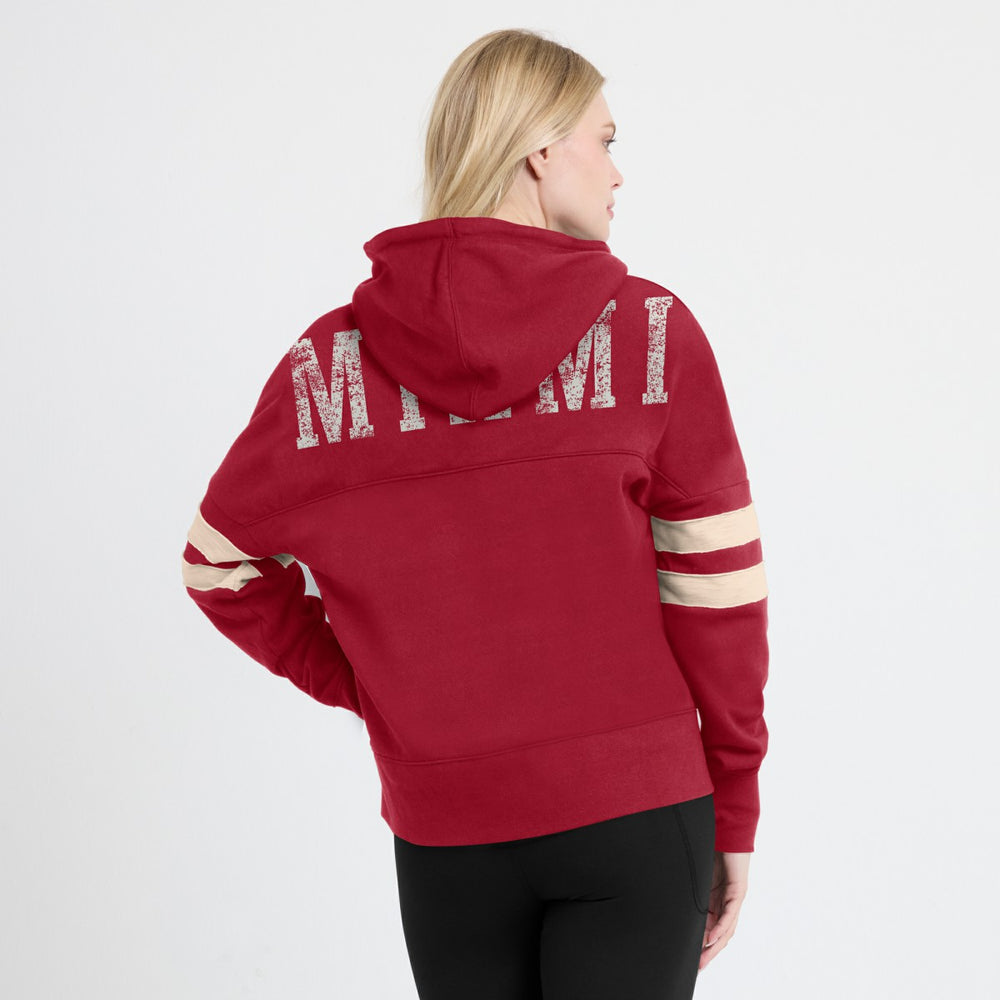Miami Heat Women's Bold Move Dolman V-Neck High Hip Hoodie Red - NBA