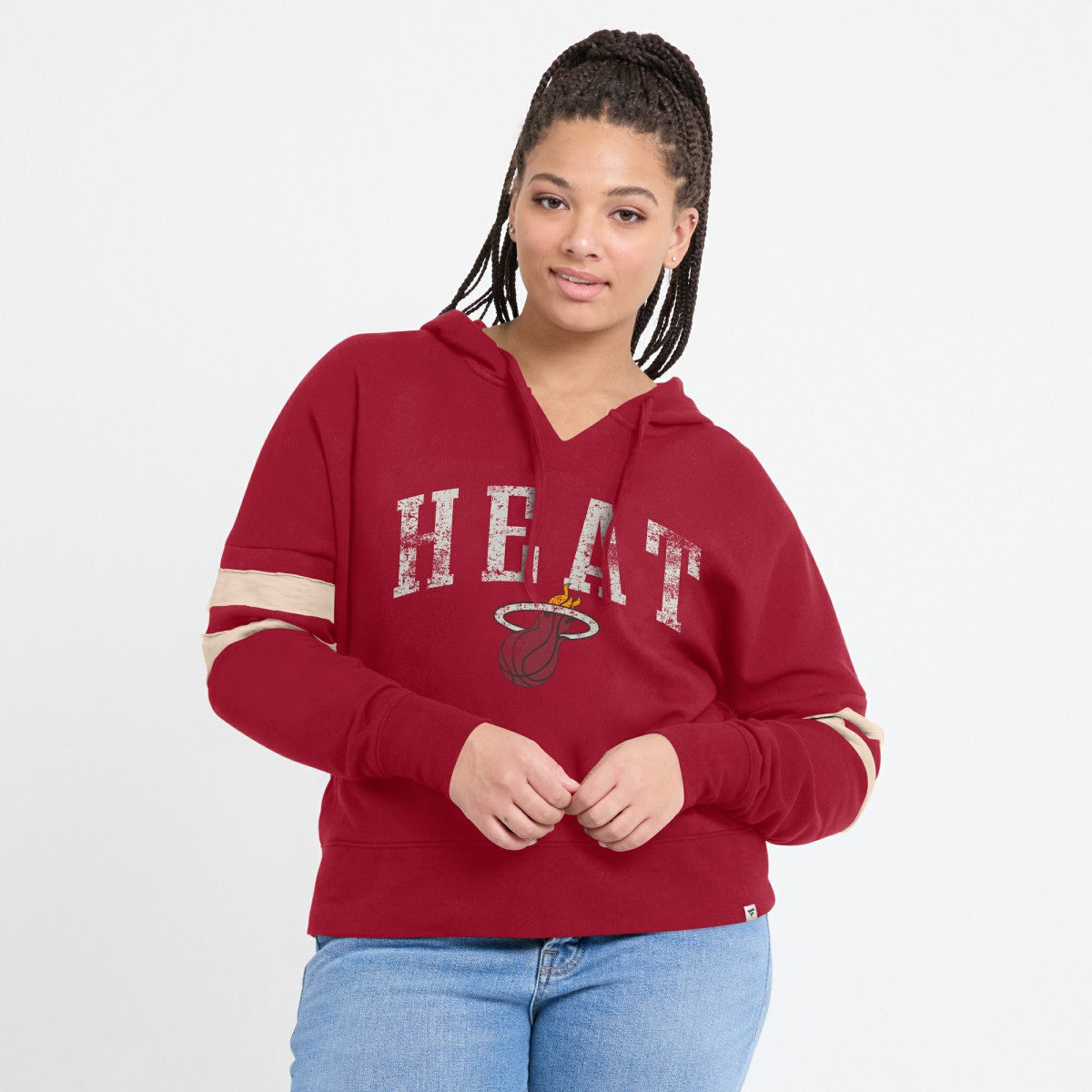 Miami Heat Women's Bold Move Dolman V-Neck High Hip Hoodie Red - NBA