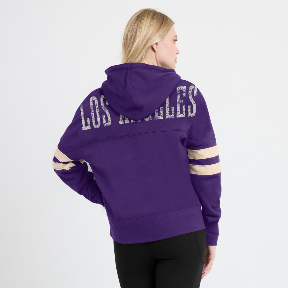 Los Angeles Lakers Women's Bold Move Dolman V-Neck High Hip Hoodie Purple - NBA