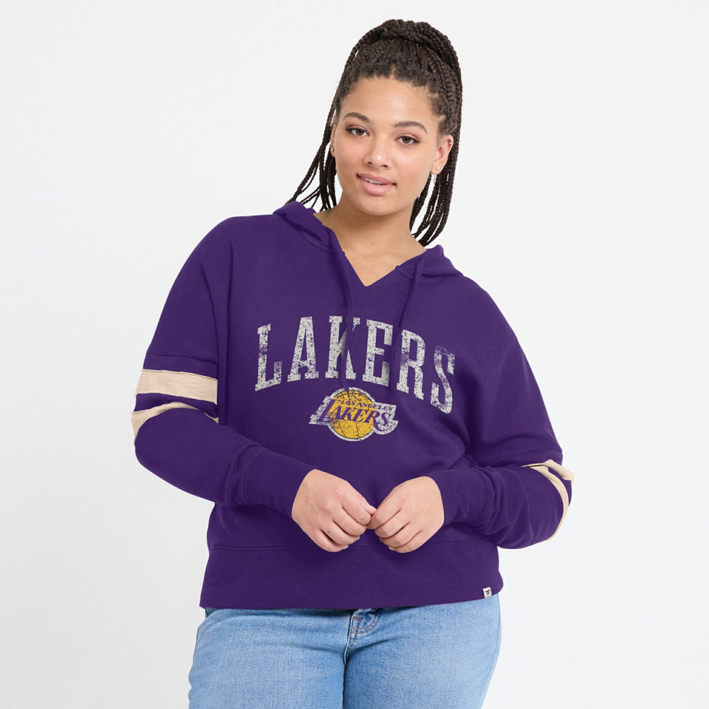 Los Angeles Lakers Women's Bold Move Dolman V-Neck High Hip Hoodie Purple - NBA