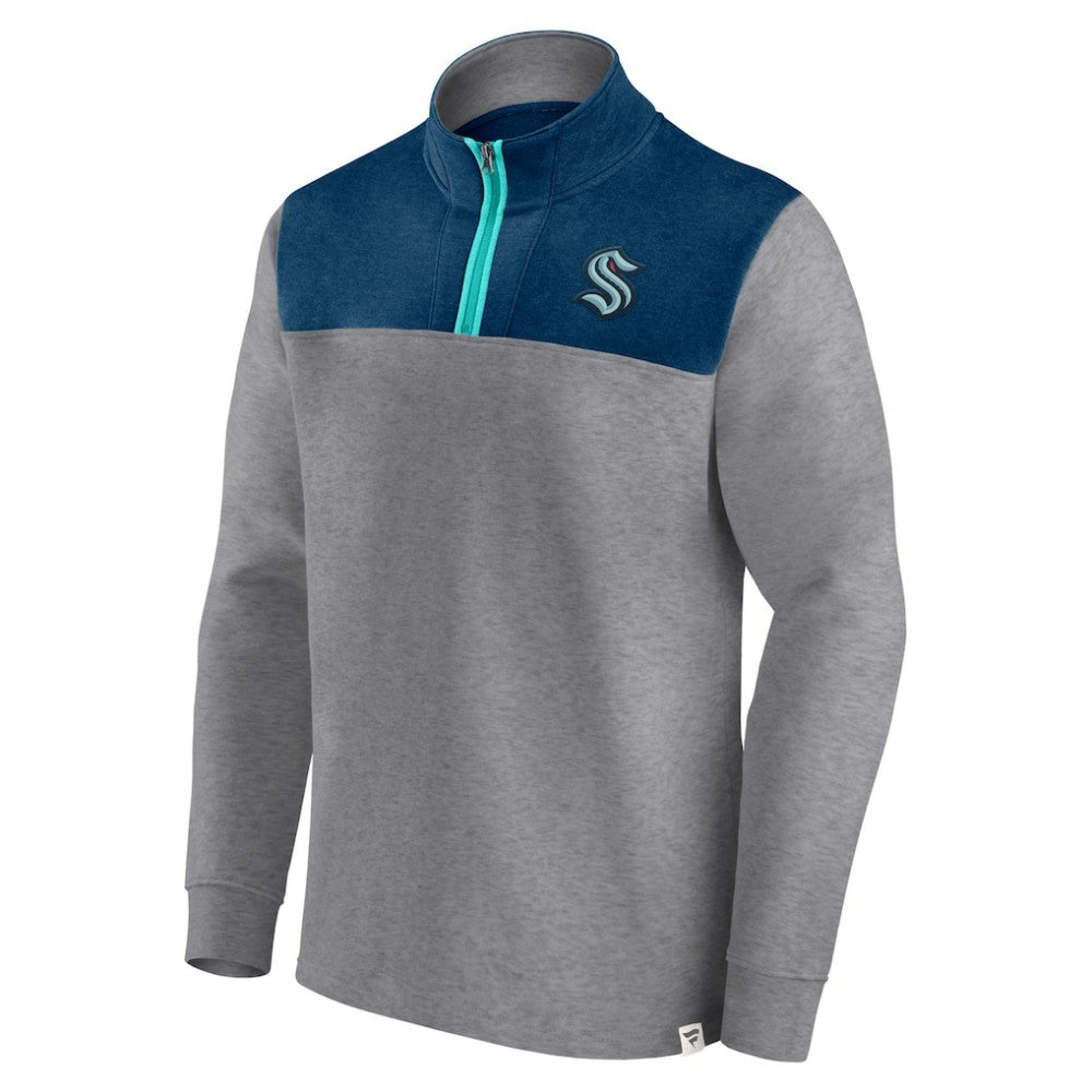 Seattle Kraken Fanatics Launch It Quarter-Zip Jacket - Heather Gray - NHL