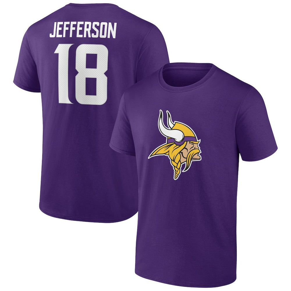 Justin Jefferson Minnesota Vikings Icon Player Name & Number T-Shirt Purple | NFL