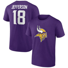 Justin Jefferson Minnesota Vikings Icon Player Name & Number T-Shirt Purple | NFL