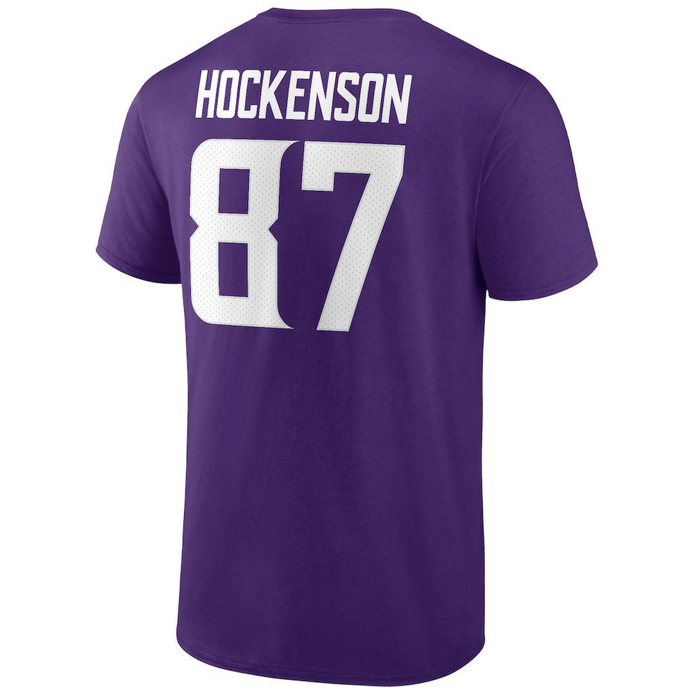 T.J. Hockenson Minnesota Vikings Icon Player Name & Number T-Shirt Purple | NFL