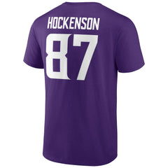 T.J. Hockenson Minnesota Vikings Icon Player Name & Number T-Shirt Purple | NFL