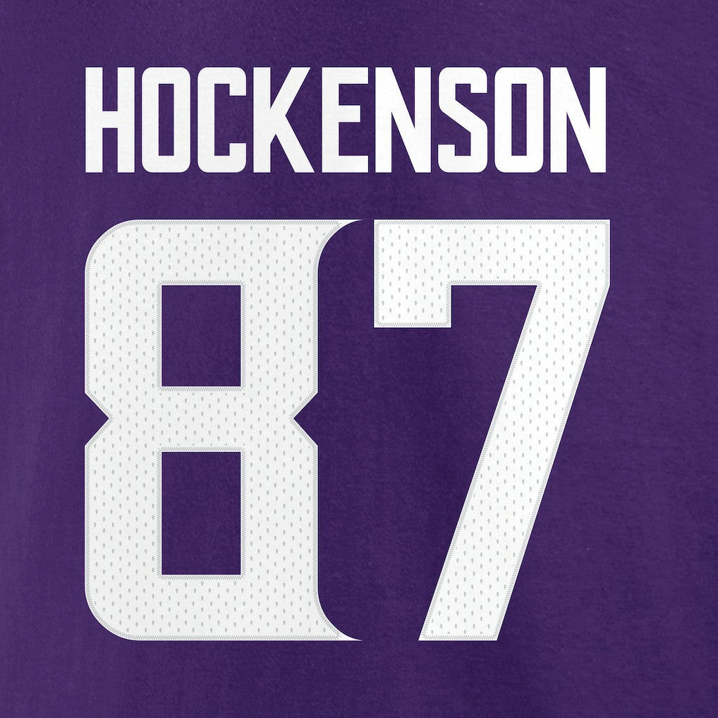 T.J. Hockenson Minnesota Vikings Icon Player Name & Number T-Shirt Purple | NFL