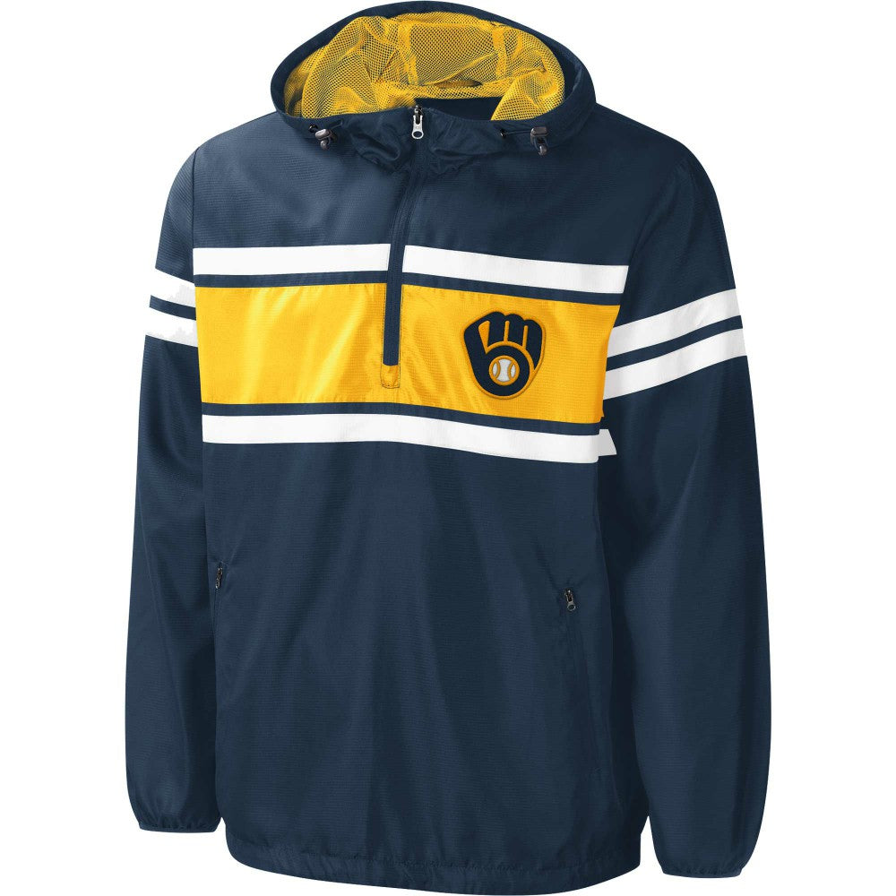 Milwaukee Brewers G-III Sports by Carl Banks Game Score Quarter-Zip Windbreaker - MLB