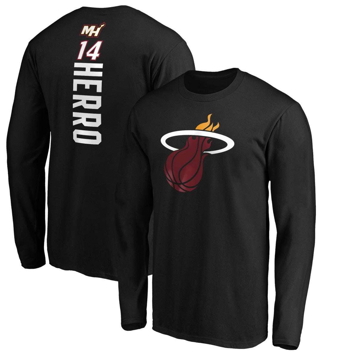 Tyler Herro Miami Heat Playmaker Team Name & Number Long Sleeve T-Shirt Black - NBA