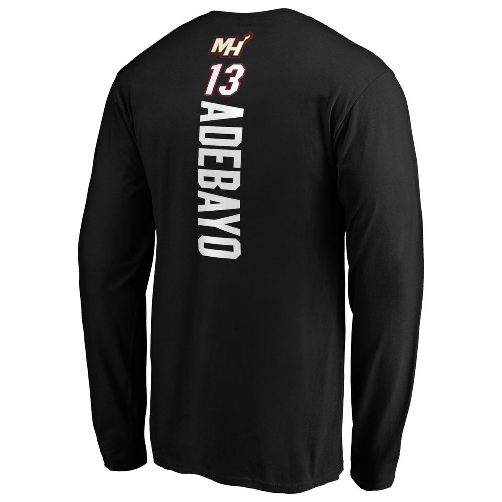 Bam Adebayo Miami Heat Playmaker Team Name & Number Long Sleeve T-Shirt Black - NBA