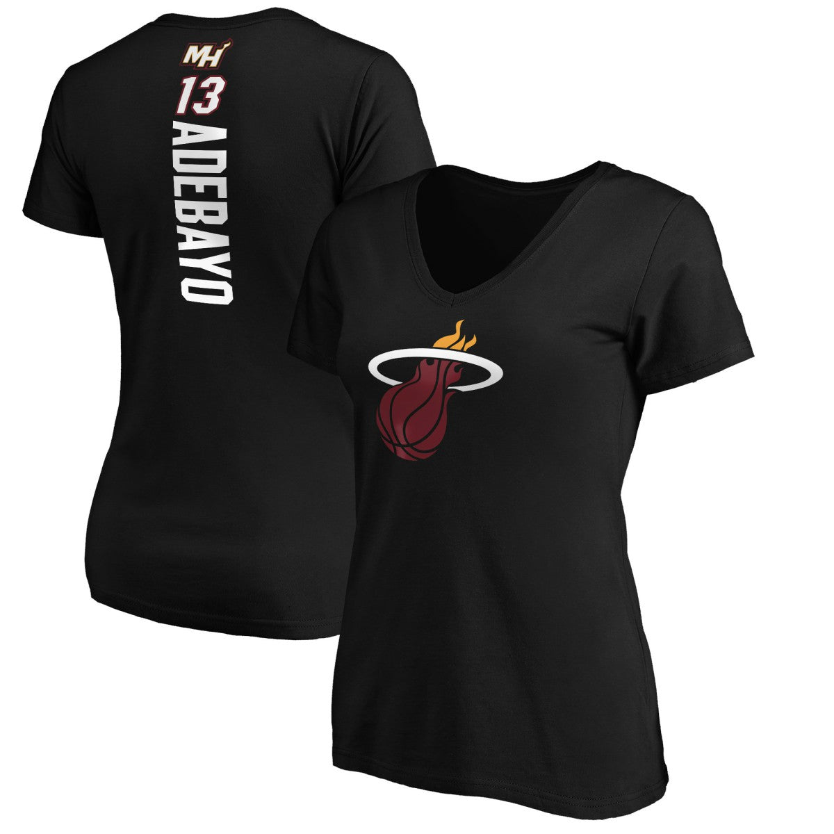 Bam Adebayo Miami Heat Women's Playmaker Team Name & Number V-Neck T-Shirt Black - NBA