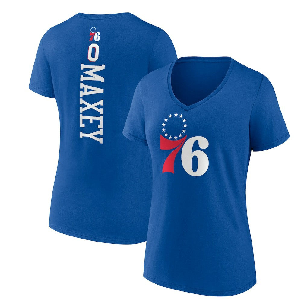 Tyrese Maxey Philadelphia 76ers Women's Playmaker Team Name & Number V-Neck T-Shirt Royal - NBA