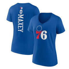 Tyrese Maxey Philadelphia 76ers Women's Playmaker Team Name & Number V-Neck T-Shirt Royal - NBA