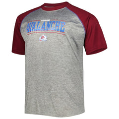 Nathan MacKinnon Colorado Avalanche Fanatics Big & Tall Contrast Raglan Name & Number T-Shirt - Heather Gray/Burgundy - NHL