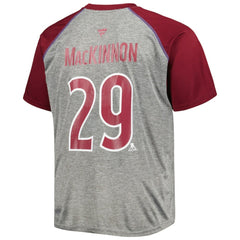 Nathan MacKinnon Colorado Avalanche Fanatics Big & Tall Contrast Raglan Name & Number T-Shirt - Heather Gray/Burgundy - NHL