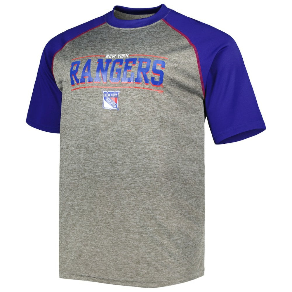 Mika Zibanejad New York Rangers Fanatics Big & Tall Contrast Raglan Name & Number T-Shirt - Heather Gray/Blue - NHL