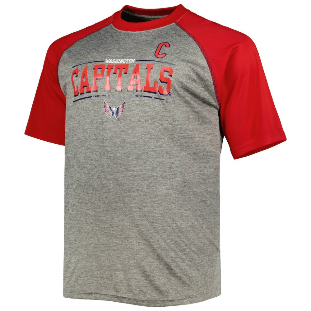 Alexander Ovechkin Washington Capitals Fanatics Big & Tall Captain Patch Contrast Raglan Name & Number T-Shirt - Heather Gray/Red - NHL