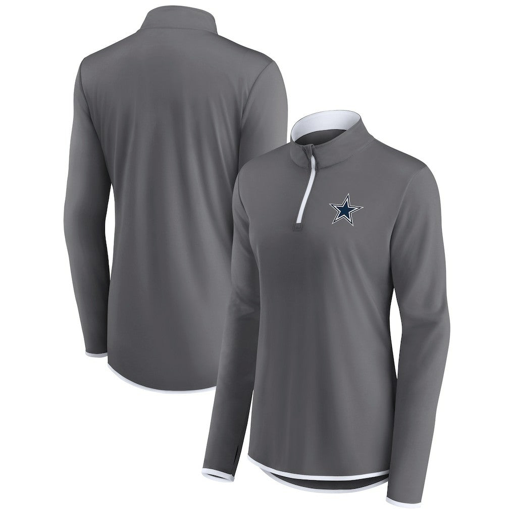 Dallas Cowboys Women's Corner Long Sleeve 1/4 Zip Top Gray | Fanatics