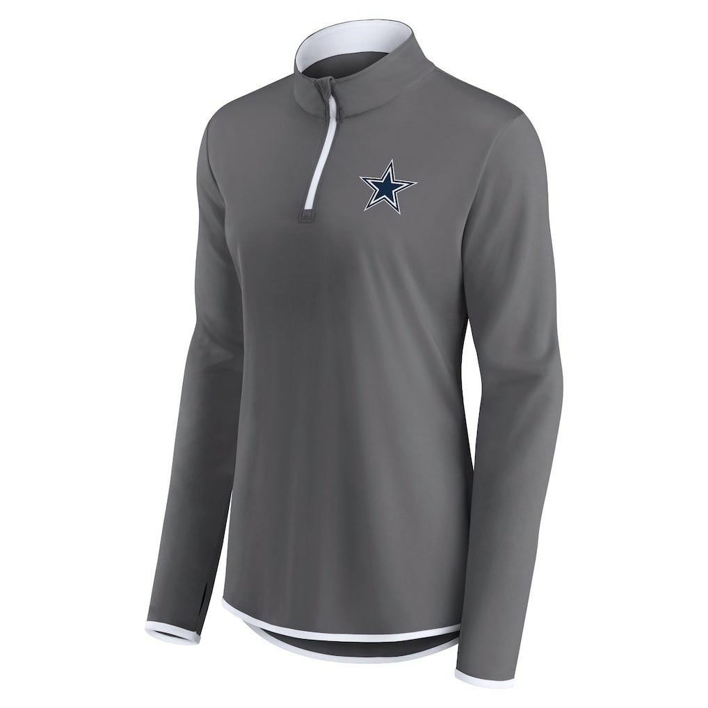 Dallas Cowboys Women's Corner Long Sleeve 1/4 Zip Top Gray | Fanatics