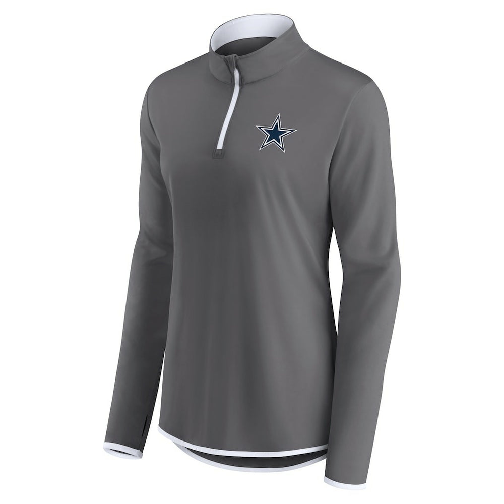 Dallas Cowboys Women's Corner Long Sleeve 1/4 Zip Top Gray | Fanatics