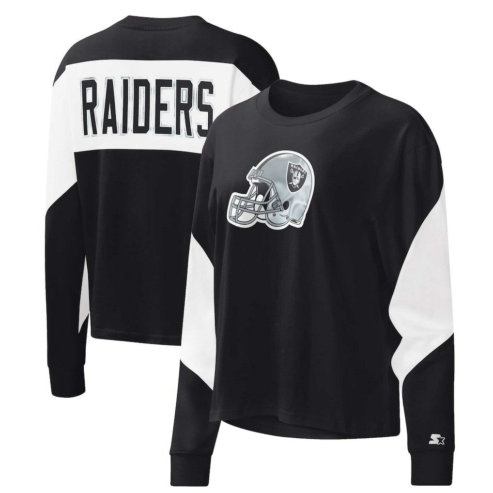 Las Vegas Raiders Starter Women's Insight Crop Tri-Blend Long Sleeve T-Shirt Black | NFL